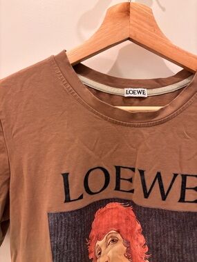 Loewe Brown Graphic Logo T-Shirt with Red Accent
